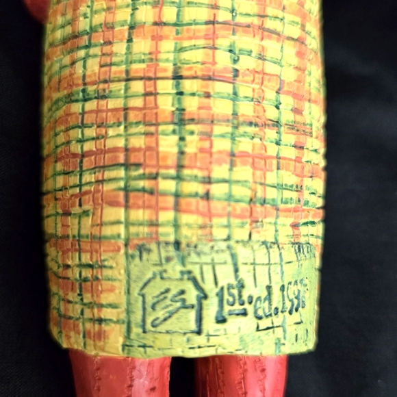 St. Nick in Yellow Plaid Coat w/Gifts Signed ES 1st edition #3 China 1997 - Picture 5 of 9